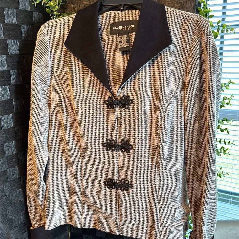 Sag Harbor (2 Piece) Black and White Midi Pencil Skirt & Blazer